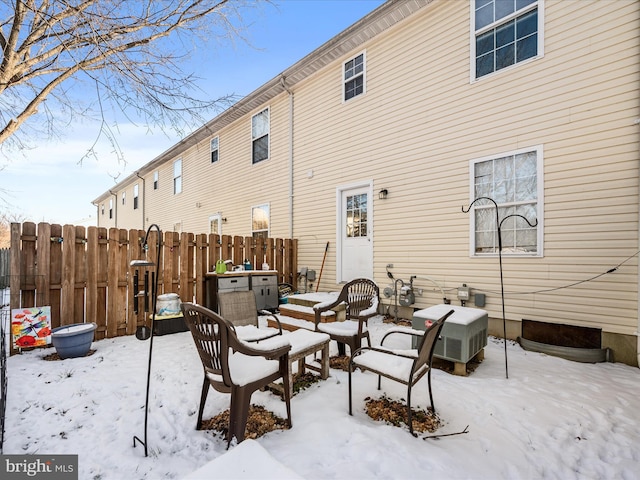 view of snow covered property