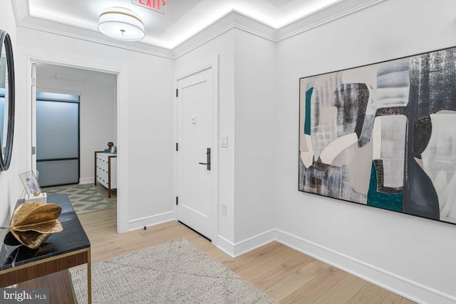 foyer with light hardwood / wood-style floors