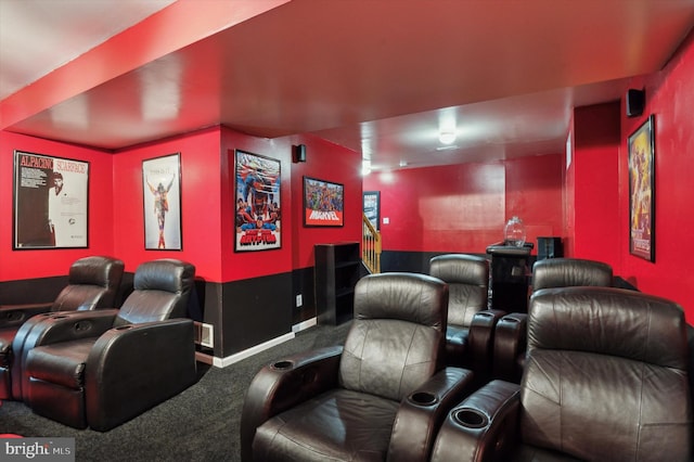 view of carpeted home theater