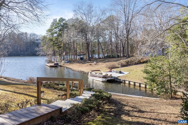 dock area featuring a water view