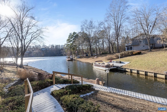 view of dock featuring a water view