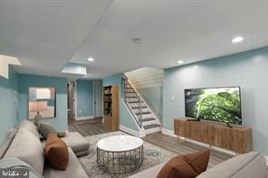 living room with wood-type flooring