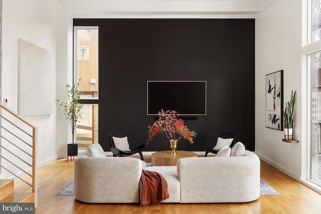 living room with light wood-type flooring