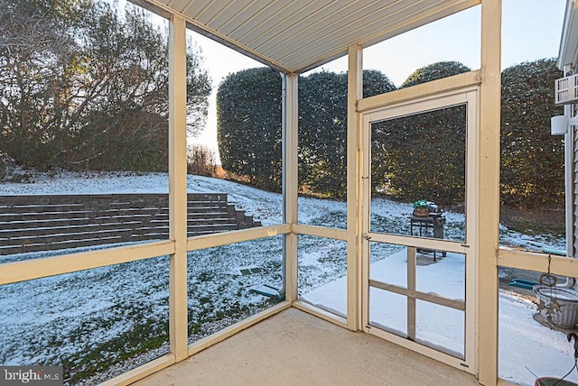 view of unfurnished sunroom