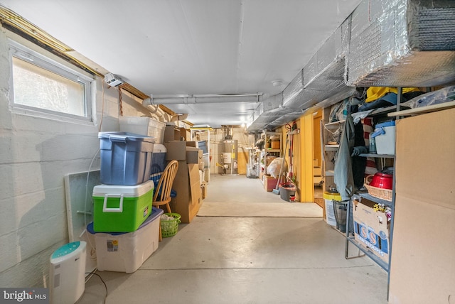 basement with gas water heater