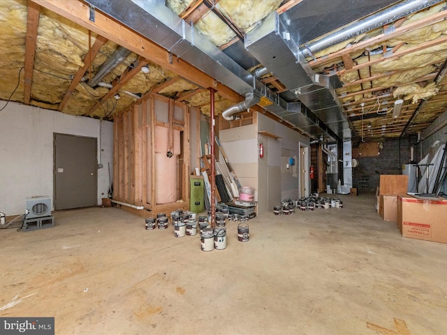 basement with heating unit