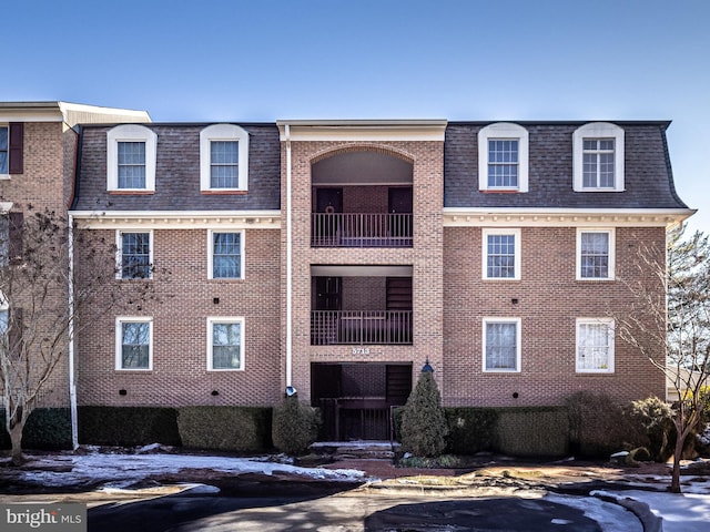 view of snow covered building