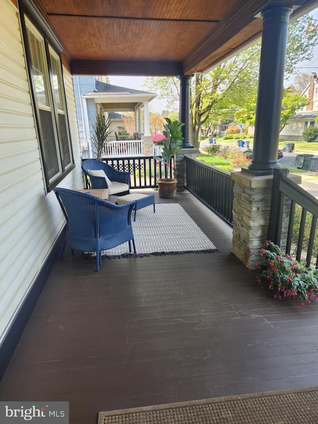 deck featuring a porch