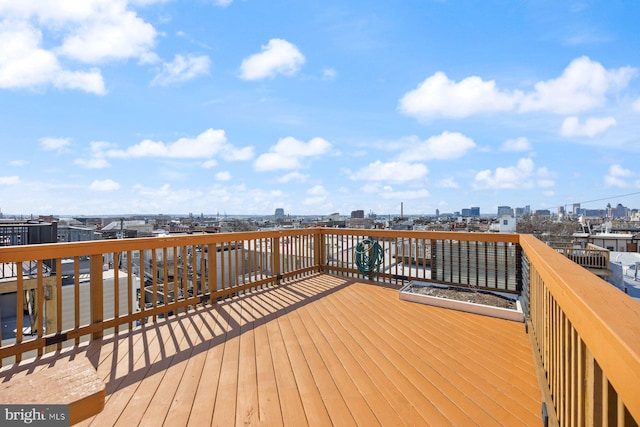 deck featuring a view of city