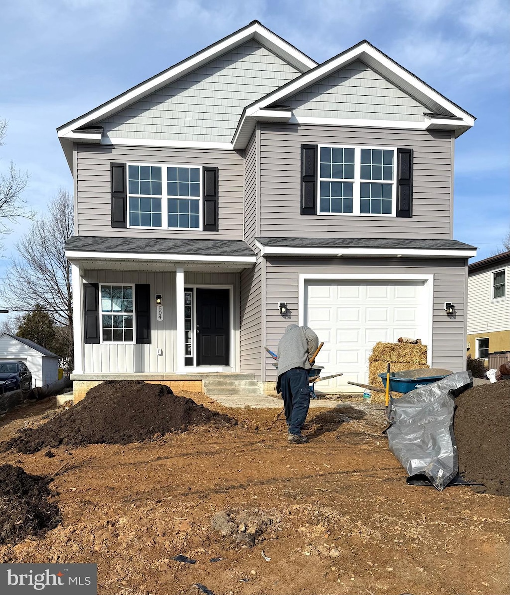 view of front property with a garage