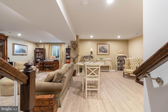 living room featuring light wood-type flooring