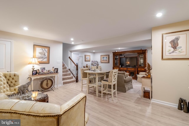 living room featuring light hardwood / wood-style flooring