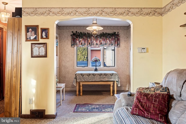 hallway featuring carpet floors