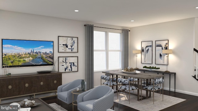 living room featuring dark hardwood / wood-style floors