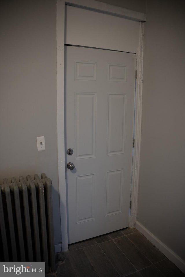 doorway with radiator heating unit