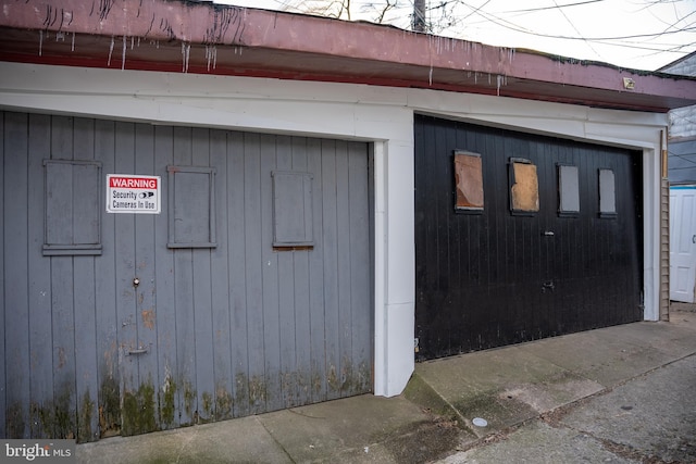 view of garage