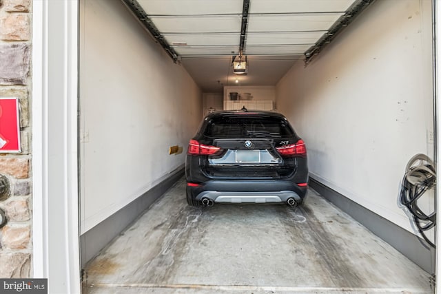 garage with a garage door opener