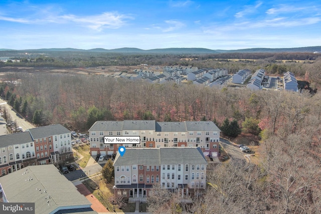 bird's eye view featuring a mountain view