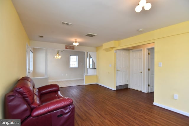 living room with hardwood / wood-style flooring