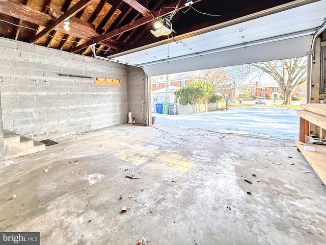 garage with a garage door opener