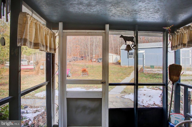 view of unfurnished sunroom