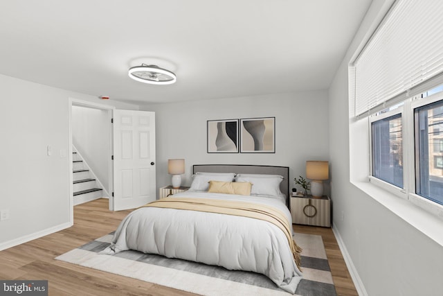 bedroom featuring light hardwood / wood-style flooring