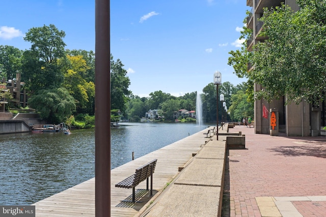 view of dock featuring a water view