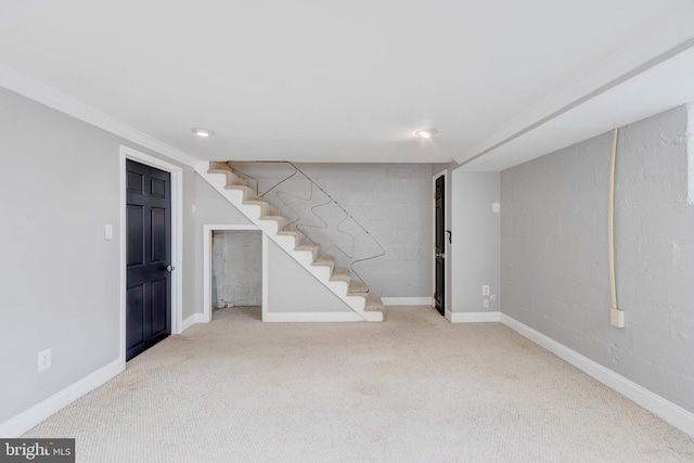 127 Cherrydell, Catonsville, MD 21228 - finished below grade area featuring carpet, stairway, and baseboards