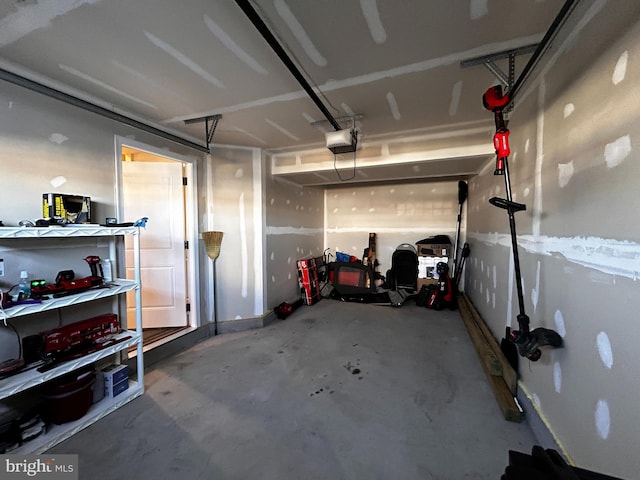 garage with a garage door opener