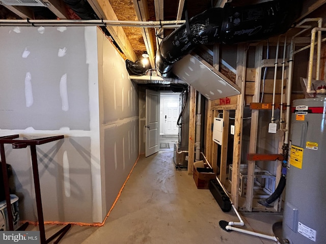 basement with electric water heater