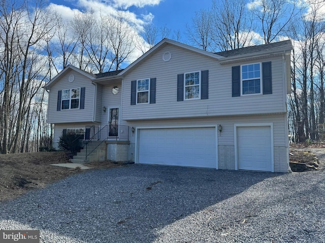 bi-level home with a garage