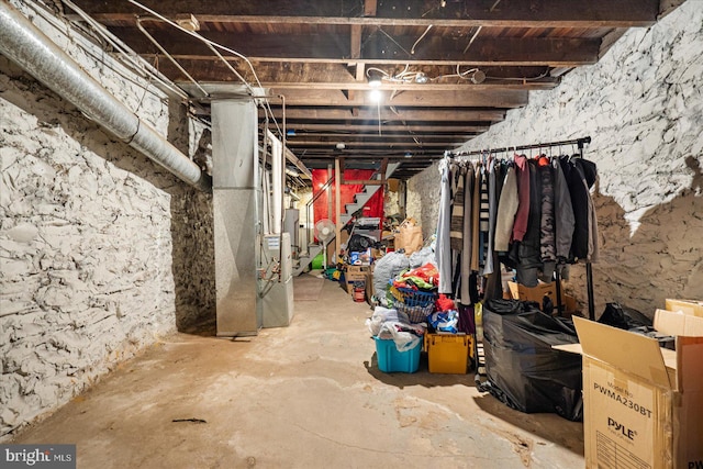 basement with heating unit