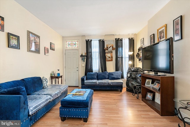 living room with light hardwood / wood-style floors