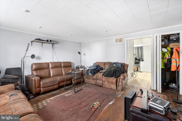 living room with hardwood / wood-style floors