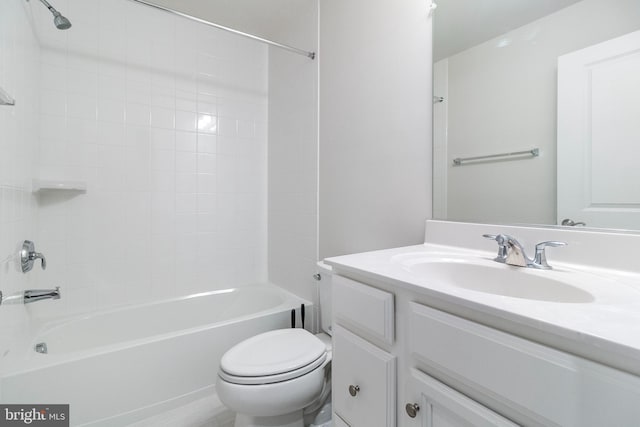 full bathroom featuring vanity, toilet, and bathing tub / shower combination