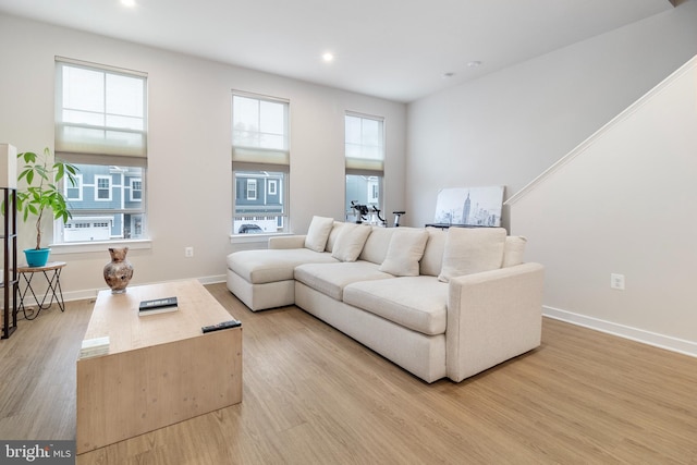 living room featuring light hardwood / wood-style flooring