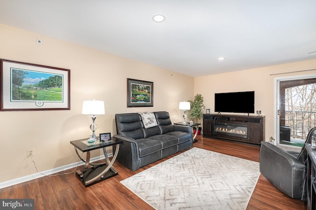 living room with hardwood / wood-style floors