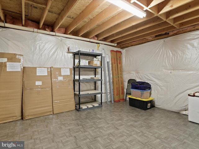 basement with parquet floors