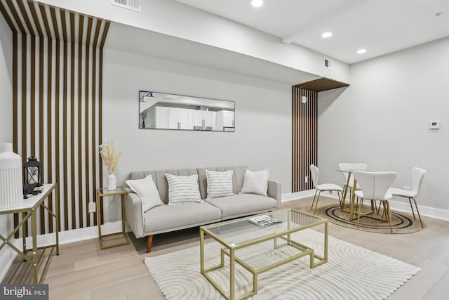 living room featuring light hardwood / wood-style flooring