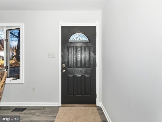 entrance foyer with dark wood-type flooring