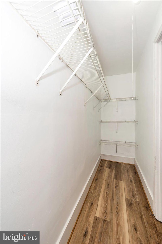spacious closet with wood finished floors