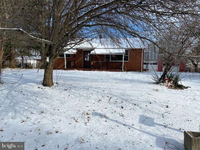 view of yard covered in snow