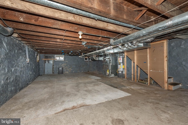 basement with water heater