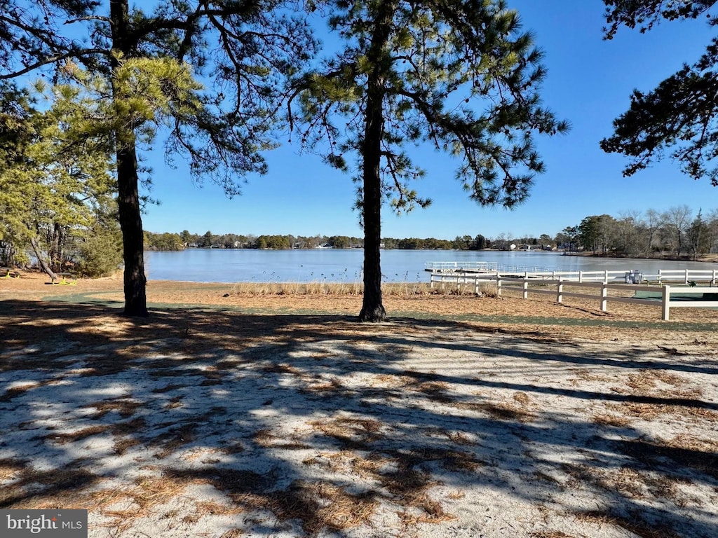 view of yard with a water view