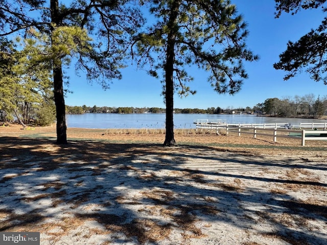 view of yard with a water view