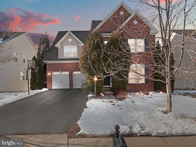 view of front property with a garage