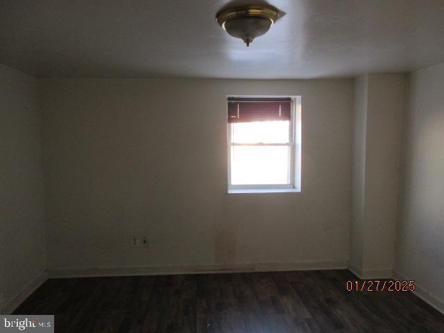 unfurnished room with dark hardwood / wood-style floors