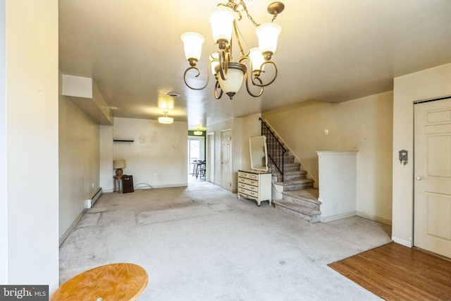 interior space with a notable chandelier