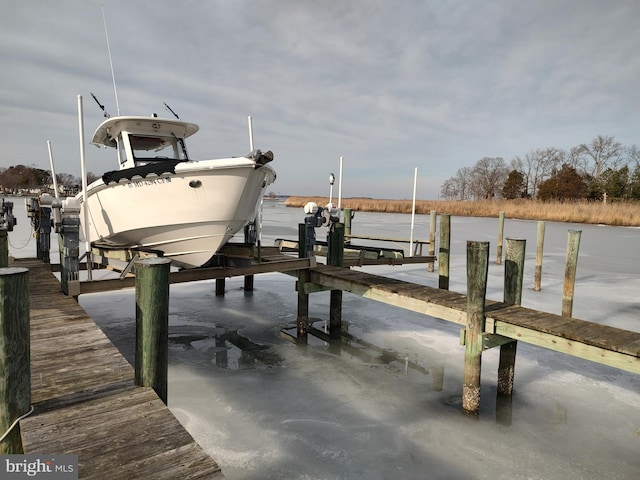 view of dock featuring a water view