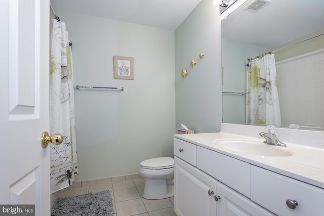 bathroom with tile patterned floors, toilet, and vanity